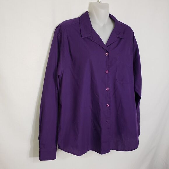 Cabin Creek Womens Shirt Large Purple Button Front Long Sleeve Collared Pocket - Picture 4 of 8
